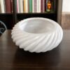 9 Inch White Marble Ribbed Decorative Wave Ruffle Fruit Bowl for Home and Office, Gift for Someone you Love