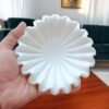 6 Inch Decorative White Marble Ribbed Wave Ruffle Bowl Fruit Bowl for Home Decor For Housewarming Gift