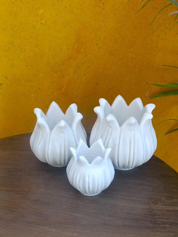 Beautiful Hand Carved White Marble Candle Stand /Marble Flower Vase for your Home and office Elevate Your Space with Romance and Beauty - Image 4