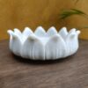 9 Inch Decorative White Marble Ribbed Wave Lotus Ruffle Bowl Fruit Bowl for Home & Office, Gift for Someone You Love - Image 2