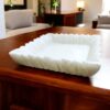 Decorative Square Shape White Marble Ruffle Wave Ribbed Fruit Bowl/Tray for Home, for keeping items keys, perfumes, toiletries or Jewellery - Image 2