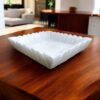 Decorative Square Shape White Marble Ruffle Wave Ribbed Fruit Bowl/Tray for Home, for keeping items keys, perfumes, toiletries or Jewellery - Image 3