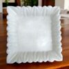 Decorative Square Shape White Marble Ruffle Wave Ribbed Fruit Bowl/Tray for Home, for keeping items keys, perfumes, toiletries or Jewellery
