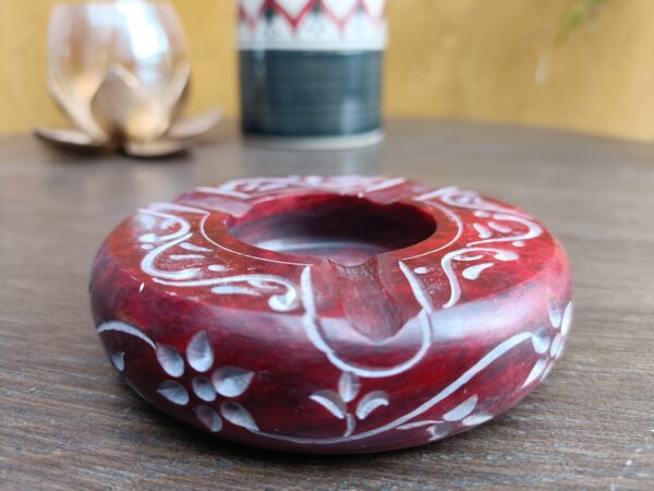 3.5 Inch Handmade Marble Soapstone Ashtray for Home, Office Gift for Him/Her