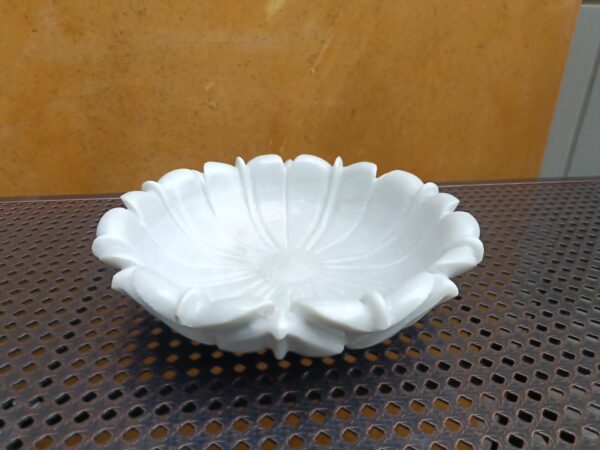 12 Inch White Marble Decorative Ribbed Wave Ruffle Bowl Fruit Bowl for Home and Office, Gift for Someone you Love - Image 2