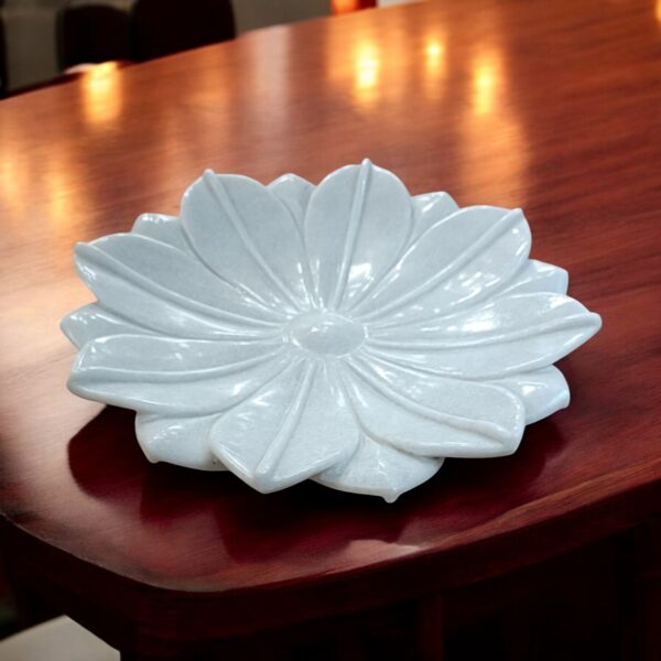 12 Inch Decorative White Marble Ribbed Wave Ruffle Bowl Fruit Bowl for Office and Home, Gift for Someone you Love - Image 4