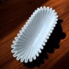 14 Inch Scalloped Ruffle Wavy White Marble bowl Serving Bowl Fruit Bowl for Home and Office, Gift for Someone you Love