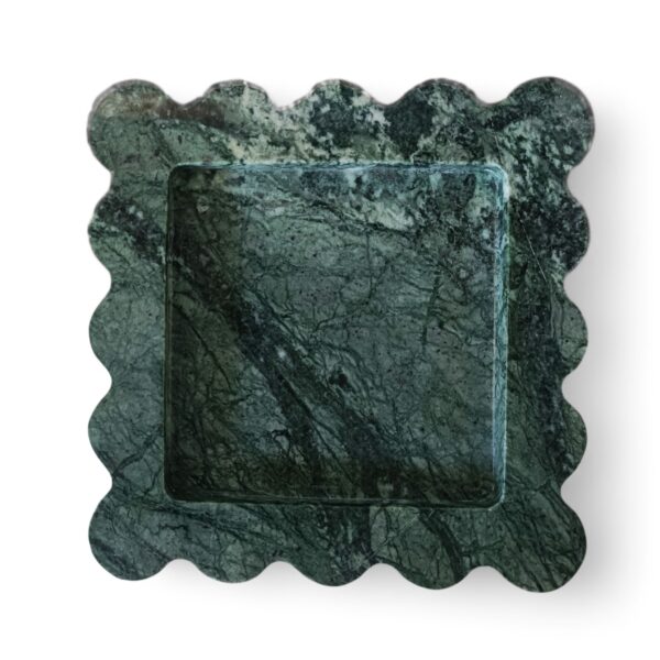 6 x 6 Inches Scalloped Decorative Green Marble Tray, Beautiful Serving Marble Tray, Scalloped Tray, Jewellery Tray, Unique Tray for Gift Home Decor
