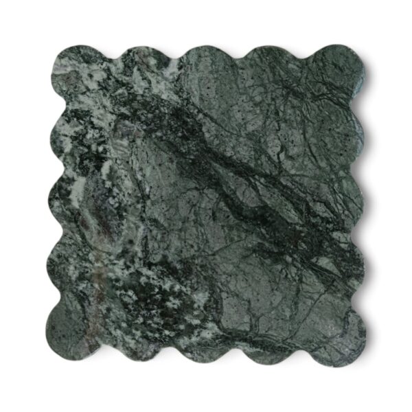 6 x 6 Inches Scalloped Decorative Green Marble Tray, Beautiful Serving Marble Tray, Scalloped Tray, Jewellery Tray, Unique Tray for Gift Home Decor - Image 4