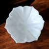 Decorative 6 Inch White Marble Ribbed Wave Ruffle Bowl Fruit Bowl for Home Decor For Housewarming Gift