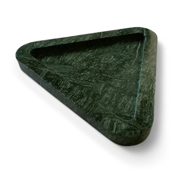 Simple Triangle Shape Beautiful Handmade Green Marble Tray, Marble Platter, Decorative Marble Tray, Unique Tray for Gift Home Decor - Image 3