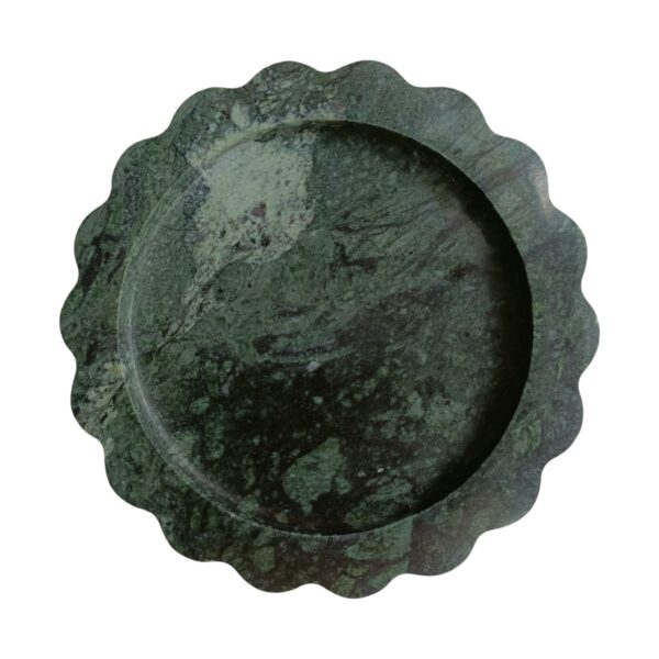 6 Inch Round Scalloped Decorative Green Marble Tray, Beautiful Serving Tray, Scalloped Tray, Jewellery Tray, Unique Tray for Gift Home Decor - Image 2