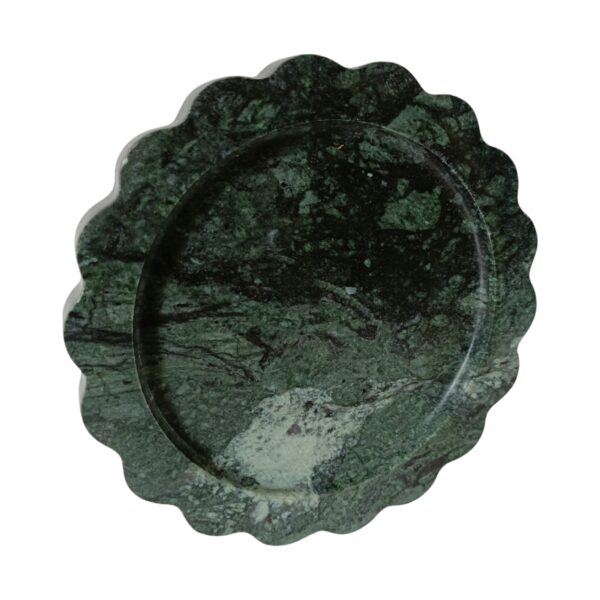 6 Inch Round Scalloped Decorative Green Marble Tray, Beautiful Serving Tray, Scalloped Tray, Jewellery Tray, Unique Tray for Gift Home Decor - Image 4