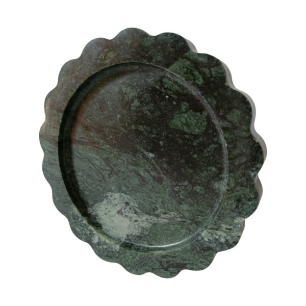 6 Inch Round Scalloped Decorative Green Marble Tray, Beautiful Serving Tray, Scalloped Tray, Jewellery Tray, Unique Tray for Gift Home Decor - Image 5