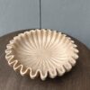 15 Inch Decorative Beige Jaisalmer Stone Ribbed Wave Ruffle Fruit Bowl for Home and Office, Gift for Someone you Love