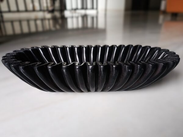 14 Inch Scalloped Ruffle Wavy Black Marble bowl Serving Bowl Fruit Bowl for Home and Office, Gift for Someone you Love - Image 3