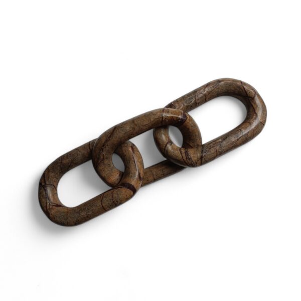 Decorative Rectangular Oval Shape Rainforest Brown Indian Bidasar Marble Chain Link, Decorative Piece Three Link Marble Chain, Home Decor - Image 2