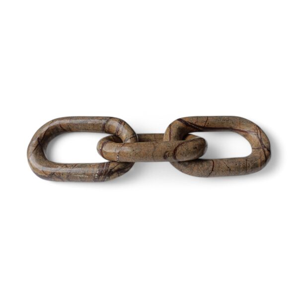 Decorative Rectangular Oval Shape Rainforest Brown Indian Bidasar Marble Chain Link, Decorative Piece Three Link Marble Chain, Home Decor - Image 3