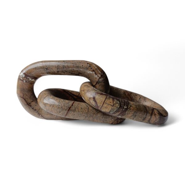 Decorative Rectangular Oval Shape Rainforest Brown Indian Bidasar Marble Chain Link, Decorative Piece Three Link Marble Chain, Home Decor - Image 4