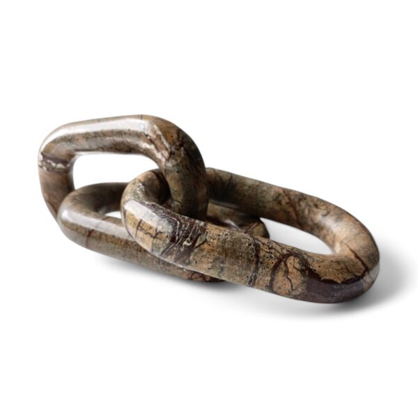 Decorative Rectangular Oval Shape Rainforest Brown Indian Bidasar Marble Chain Link, Decorative Piece Three Link Marble Chain, Home Decor - Image 5