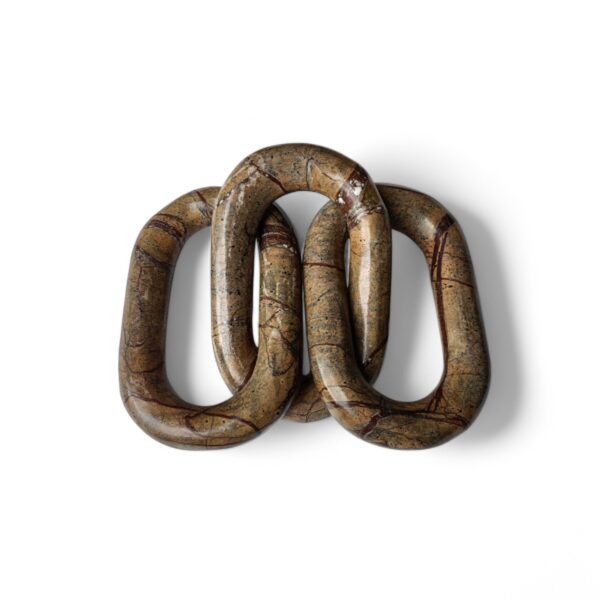 Decorative Rectangular Oval Shape Rainforest Brown Indian Bidasar Marble Chain Link, Decorative Piece Three Link Marble Chain, Home Decor - Image 6