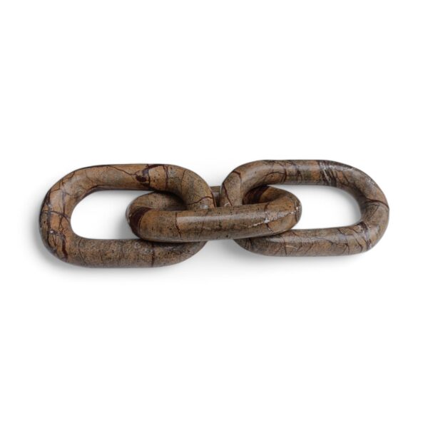 Decorative Rectangular Oval Shape Rainforest Brown Indian Bidasar Marble Chain Link, Decorative Piece Three Link Marble Chain, Home Decor