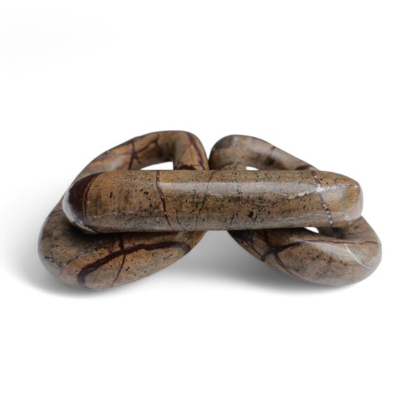 Decorative Rectangular Oval Shape Rainforest Brown Indian Bidasar Marble Chain Link, Decorative Piece Three Link Marble Chain, Home Decor - Image 8