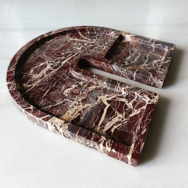 11 Inch x 11 Inch Beautiful Handmade U Shape Cherry Stone Marble Tray, Marble Platter, Vanity Tray, Decorative Unique Tray, Gift Home Decor - Image 4