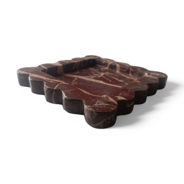 6 x 6 Inches Scalloped Decorative Cherry Gold Stone Tray, Beautiful Serving Marble Tray, Scalloped Tray, Jewellery Tray, Unique Tray for Gift Home Decor - Image 5