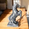 Raw Grey-Black Stone Horse Statue – Rustic Natural Finish, Handcrafted Artistic Decor, Home Decor