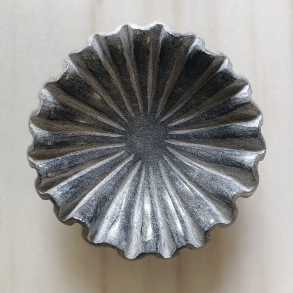 Decorative 6 Inch Black Greyish Marble Ribbed Wave Ruffle Bowl Fruit Bowl for Home & Office, Gift for Someone you Love - Image 4