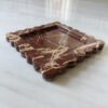 8 x 8 inch Scalloped Decorative Cherry Stone Marble Tray, Beautiful Serving Marble Tray, Scalloped Tray, Jewellery Tray for Gift Home Decor - Image 4