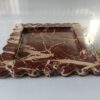 8 x 8 inch Scalloped Decorative Cherry Stone Marble Tray, Beautiful Serving Marble Tray, Scalloped Tray, Jewellery Tray for Gift Home Decor - Image 3