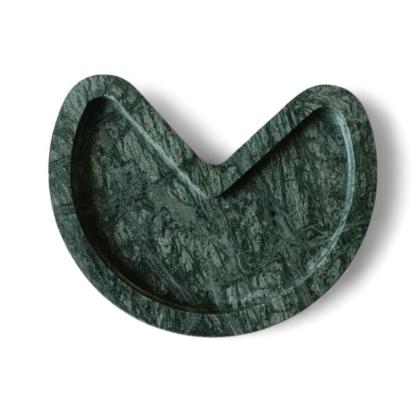 Handmade Beautiful Three Fourth Shape Handmade Green Marble Tray, Marble Platter, Decorative Marble Tray for Gift Home Decor - Image 2