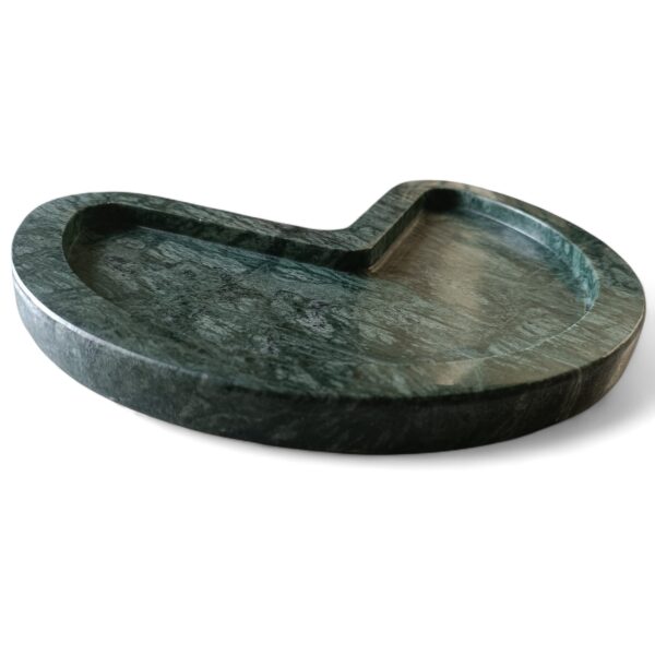 Handmade Beautiful Three Fourth Shape Handmade Green Marble Tray, Marble Platter, Decorative Marble Tray for Gift Home Decor - Image 3