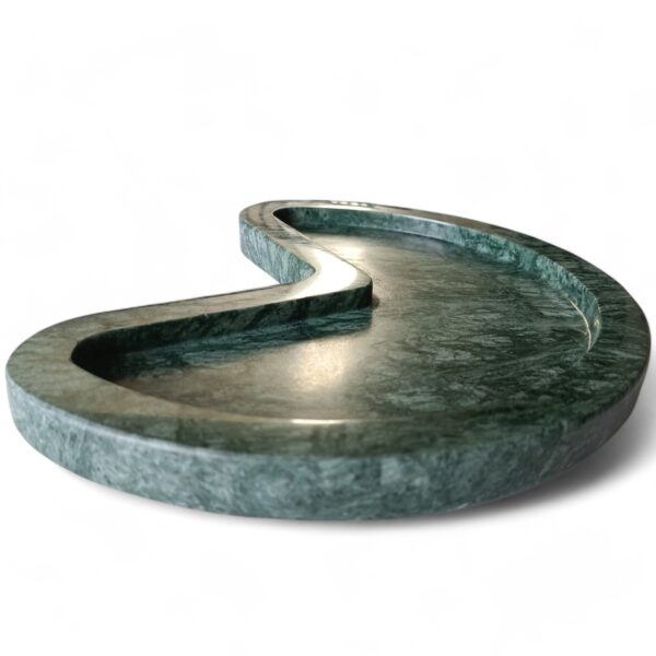 Handmade Beautiful Three Fourth Shape Handmade Green Marble Tray, Marble Platter, Decorative Marble Tray for Gift Home Decor - Image 5