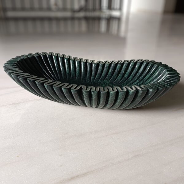 18 Inch Scalloped Ruffle Wavy Green Marble Bowl Serving Bowl Fruit Bowl for Home and Office, Gift for Someone you Love - Image 5
