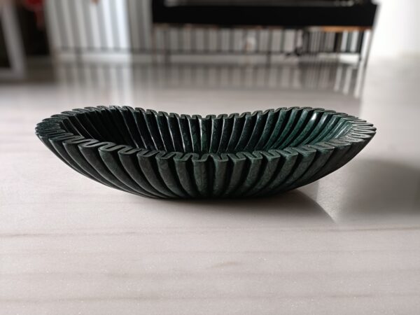 18 Inch Scalloped Ruffle Wavy Green Marble Bowl Serving Bowl Fruit Bowl for Home and Office, Gift for Someone you Love - Image 2