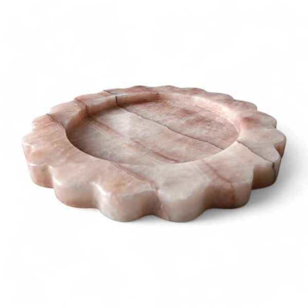 8 x 8 inch Scalloped Decorative Onyx Marble Tray, Beautiful Serving Marble Tray, Scalloped Tray, Jewellery Tray for Gift Home Decor - Image 2