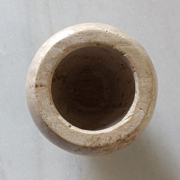 5 Inch Unique Round Decorative Travertine Marble Bowl/Small Pot/Planter with Marble Stand Home & Office Gift for Someone You Love - Image 4