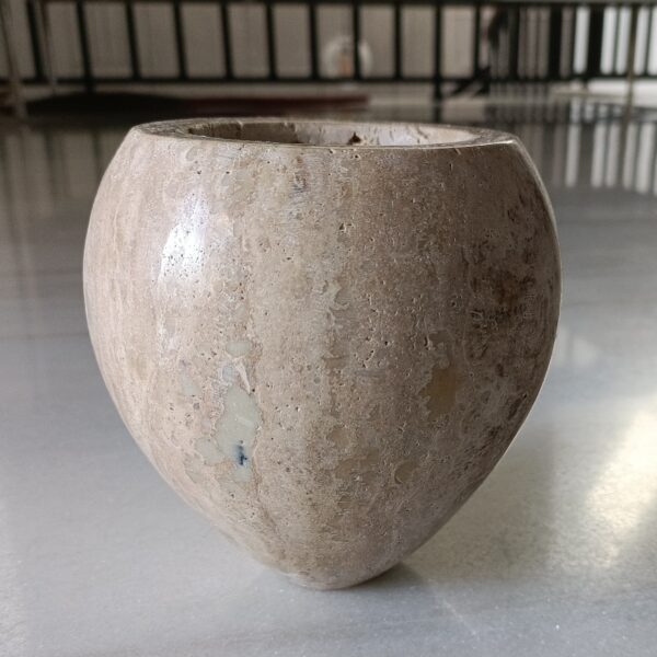 5 Inch Unique Round Decorative Travertine Marble Bowl/Small Pot/Planter with Marble Stand Home & Office Gift for Someone You Love - Image 3