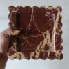 8 x 8 inch Scalloped Decorative Cherry Stone Marble Tray, Beautiful Serving Marble Tray, Scalloped Tray, Jewellery Tray for Gift Home Decor - Image 2
