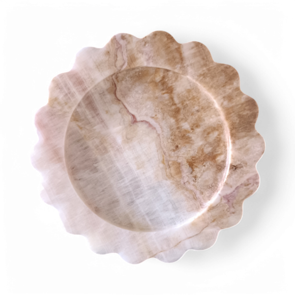 8 x 8 inch Scalloped Decorative Onyx Marble Tray, Beautiful Serving Marble Tray, Scalloped Tray, Jewellery Tray for Gift Home Decor - Image 7