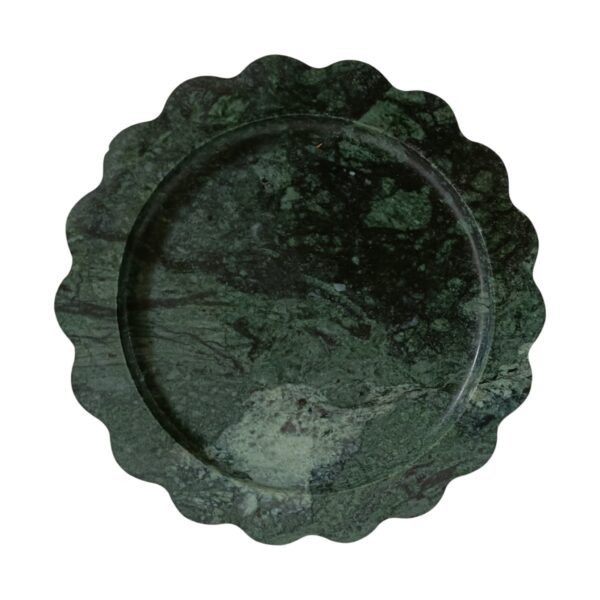 6 Inch Round Scalloped Decorative Green Marble Tray, Beautiful Serving Tray, Scalloped Tray, Jewellery Tray, Unique Tray for Gift Home Decor