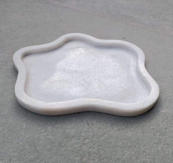 Beautiful White Marble Tray, Marble Platter Amoeba Shape Marble Tray, Decorative Tray, Unique Tray for Gift Home Decor - Image 4