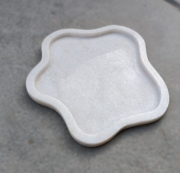 Beautiful White Marble Tray, Marble Platter Amoeba Shape Marble Tray, Decorative Tray, Unique Tray for Gift Home Decor - Image 2