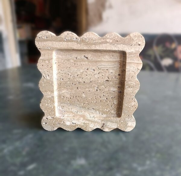6 x 6 Inches Scalloped Decorative Trevartine Tray, Beautiful Serving Marble Tray, Scalloped Tray, Jewellery Tray, Unique Tray for Gift Home Decor - Image 4