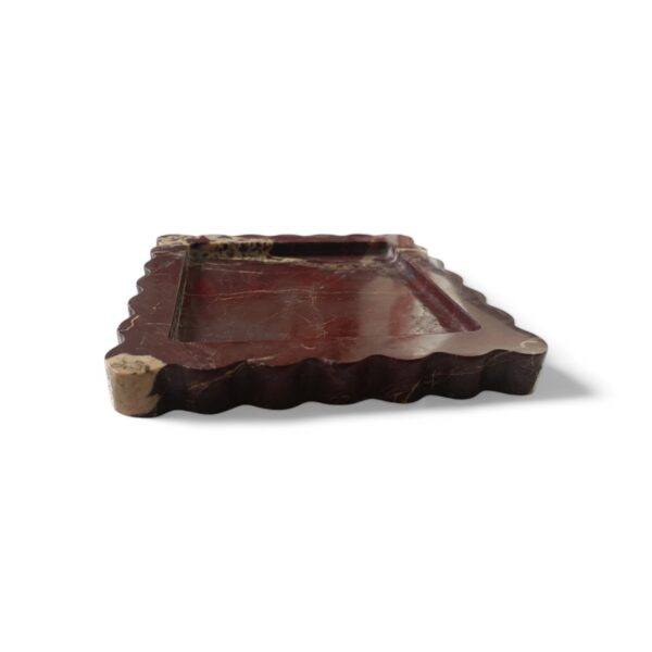6 x 6 Inches Scalloped Decorative Cherry Gold Marble Tray, Beautiful Serving Marble Tray, Scalloped Tray, Jewellery Tray, Unique Tray for Gift Home Decor - Image 3