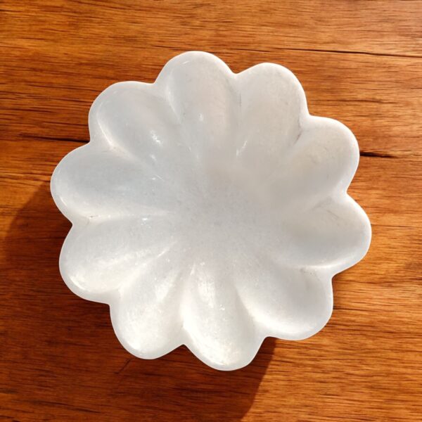 6 Inch Decorative Floral White Marble Ribbed Wave Ruffle Bowl Fruit Bowl for Home & Office, Gift for Someone you Love - Image 4