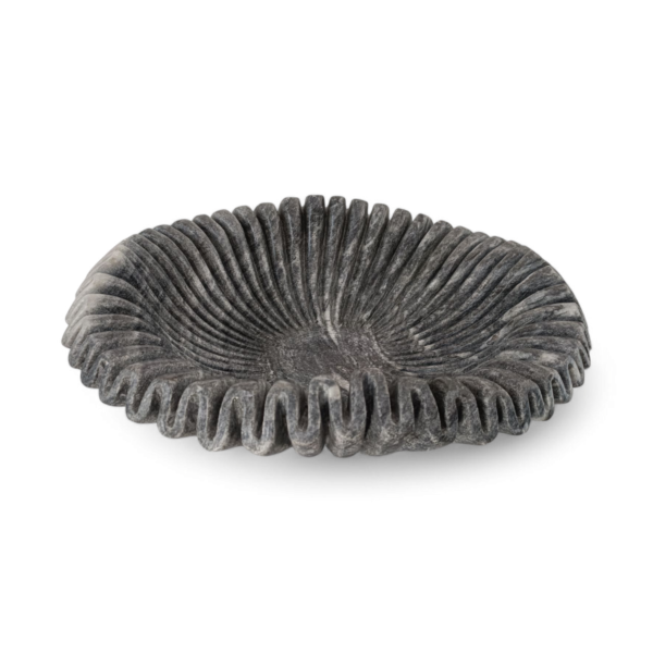 18 Inch Decorative Black Marble Ribbed Wave Ruffle Fruit Bowl for Home Decor For a Housewarming Gift - Image 6